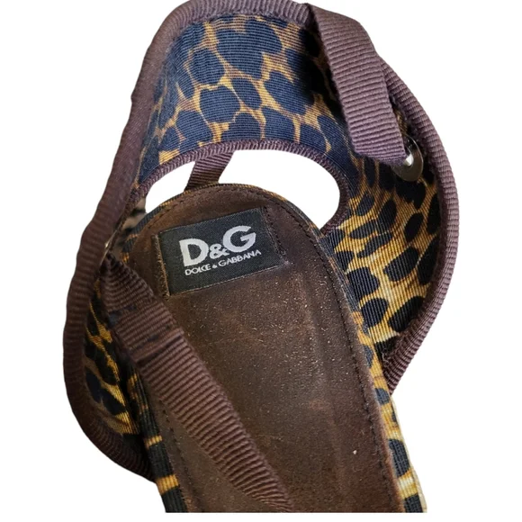 ❤ D&G DOLCE & GABBANA vestiaire collection Leopard  Wedge Platform Sandals - Picture 9 of 16
